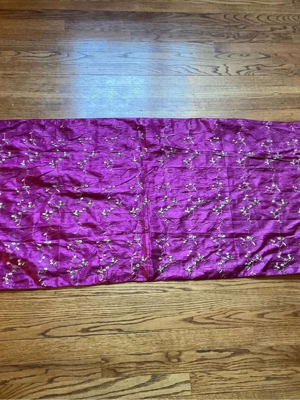 Fuchsia Embroidered Fringe Scarf